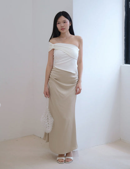 Tyla Padded One-Shoulder Top in White