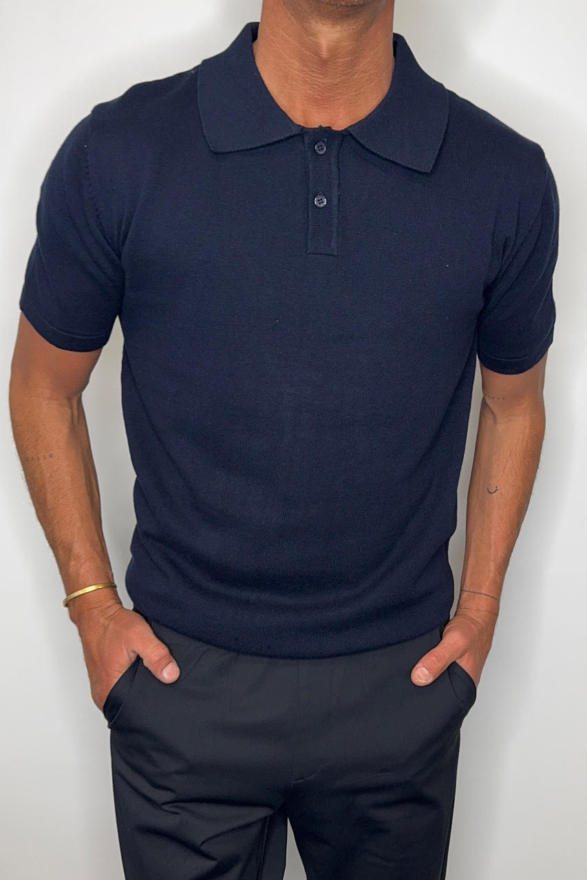 Archie Fitted Polo Navy - FINAL SALE