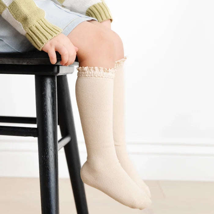 Vanilla Lace Top Knee High Socks | Little Stocking Co