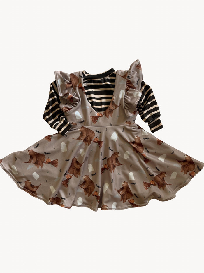 Witchy Bear | Ruffle Pinafore Dress