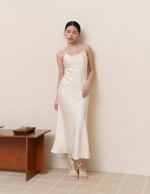 Xuan Cami Satin Dress in Ivory