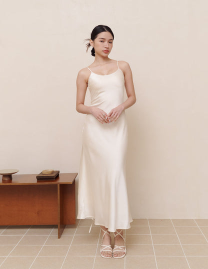 Xuan Cami Satin Dress in Ivory