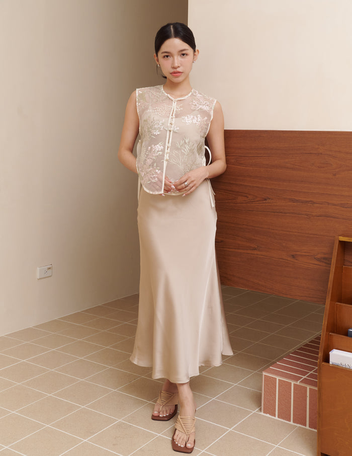 Xuan Cami Satin Dress in Taupe